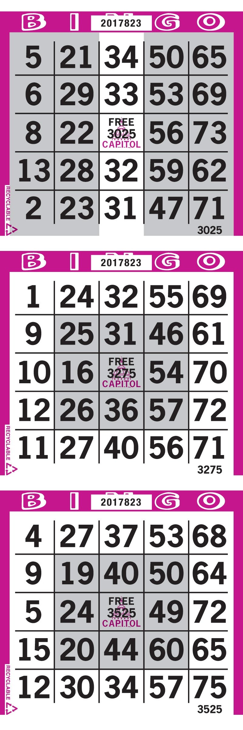 100 Pattern Bingo Paper