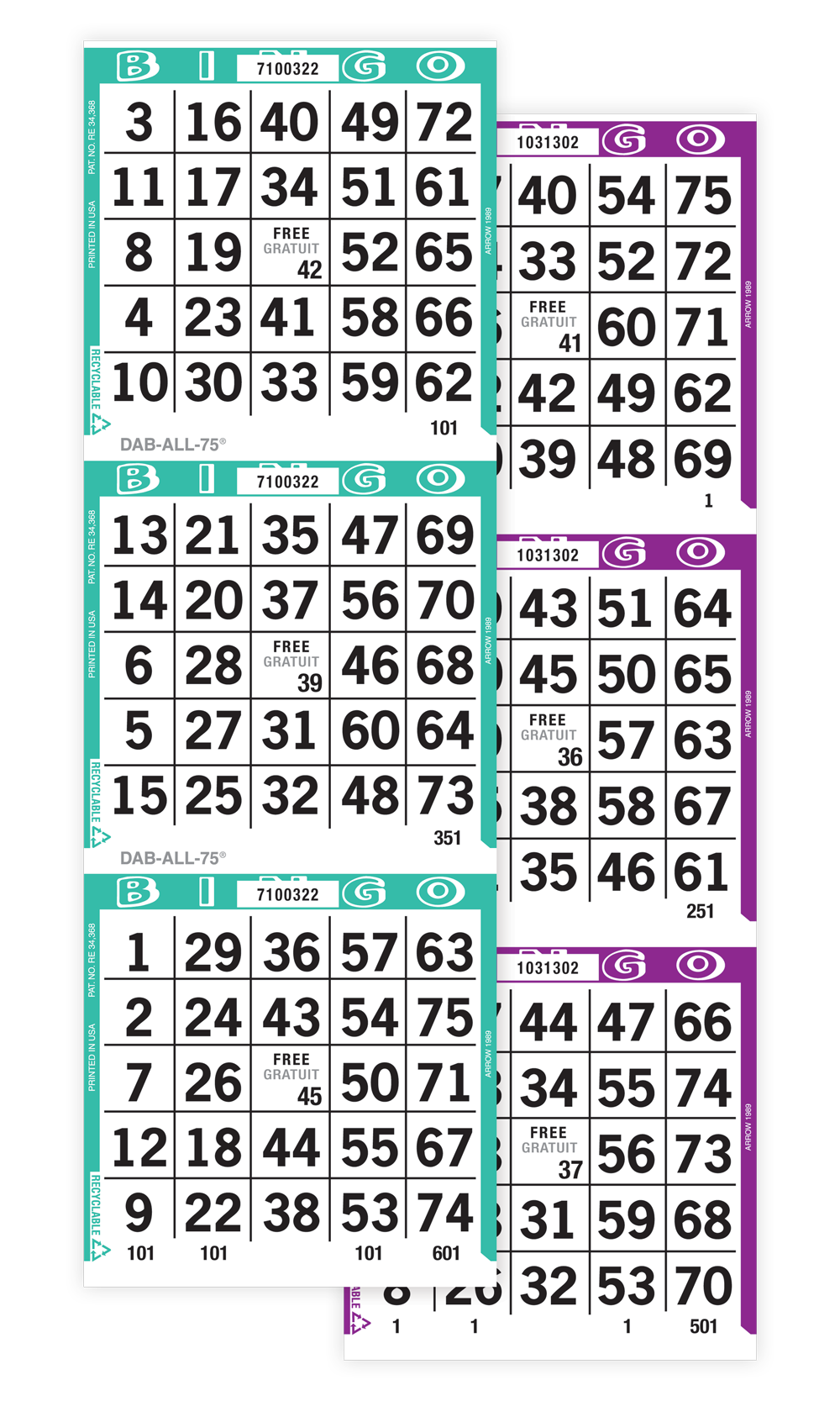 Dab-All-75 Bingo Paper