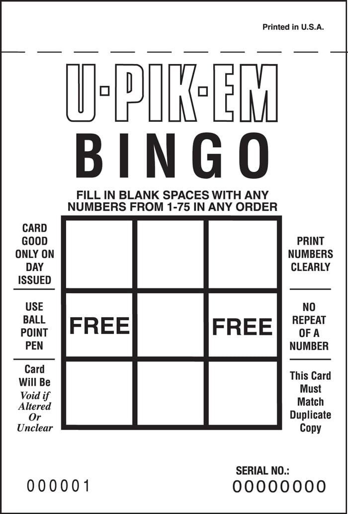 U-PIK-EM Bingo - 2 Free Spaces