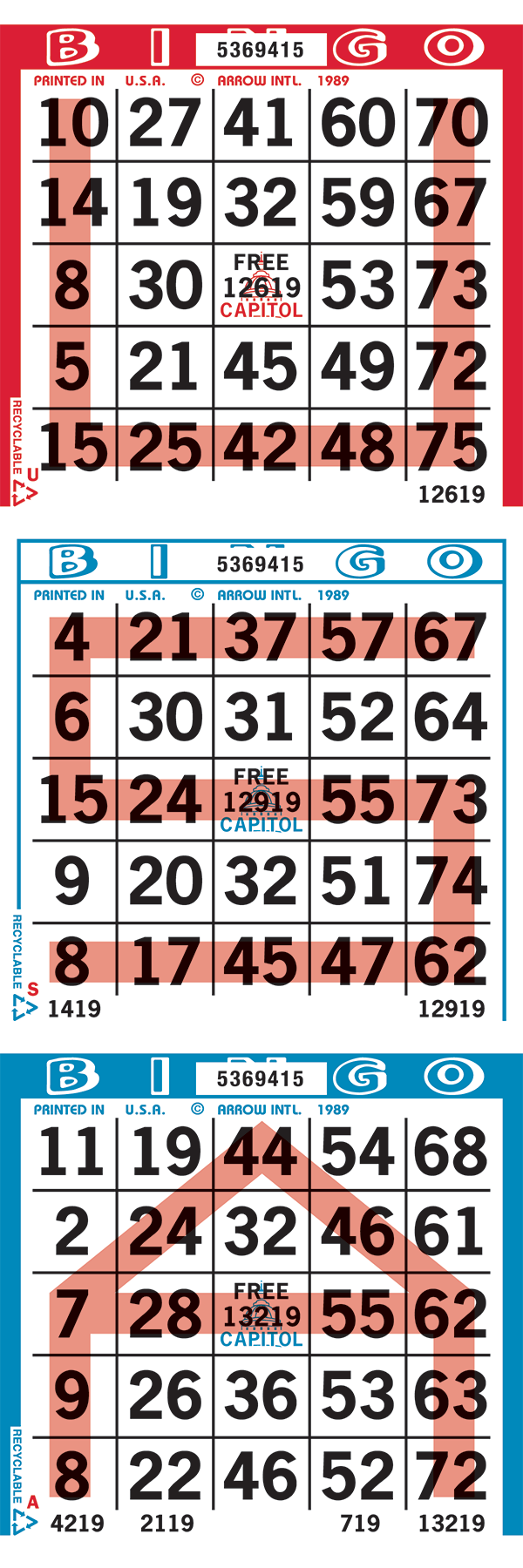 USA Pattern Bingo Paper